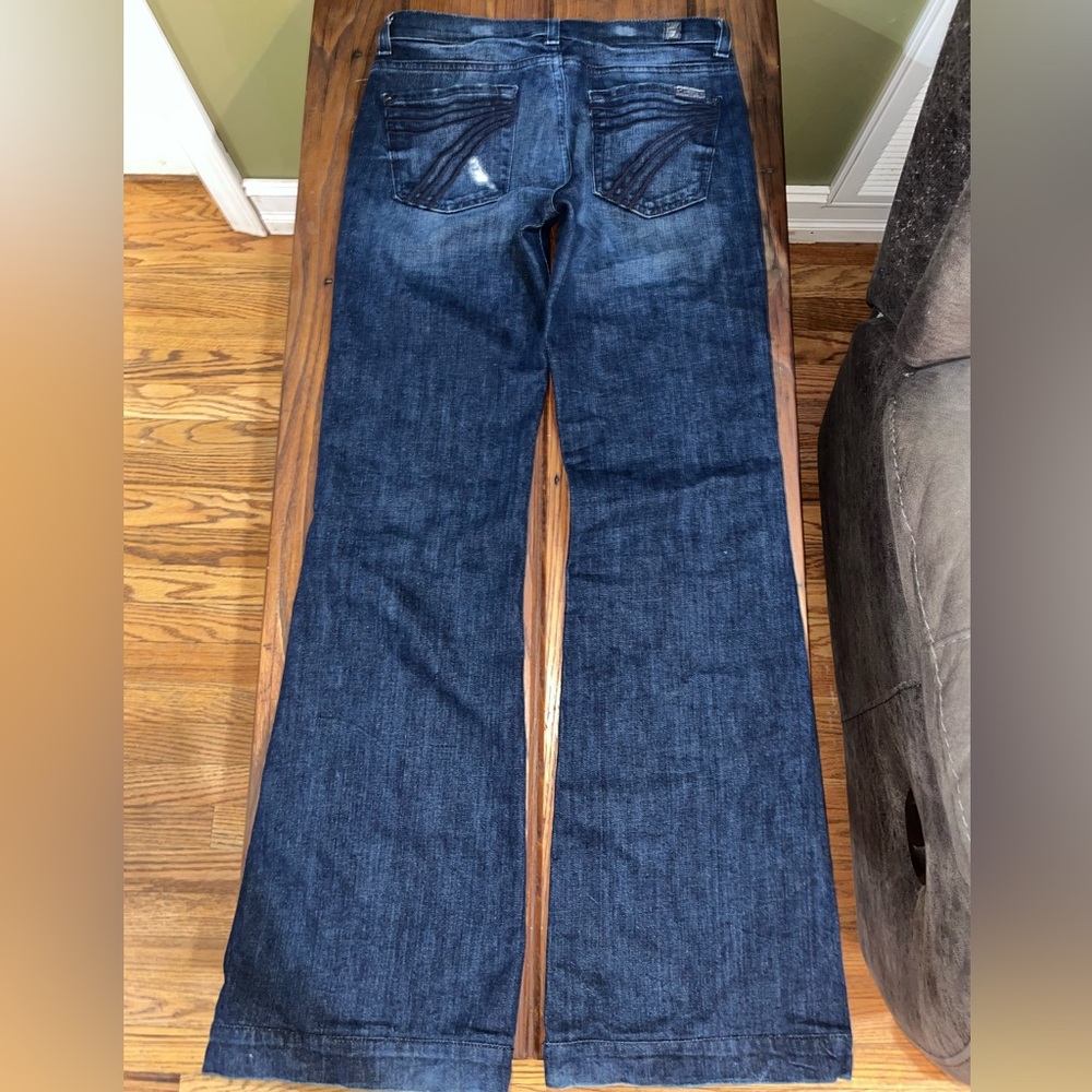 7 For All Mankind Dark Blue Flare Jeans - Wide Leg